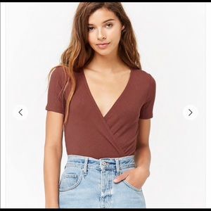 Forever21 Ribbed Surplice Bodysuit